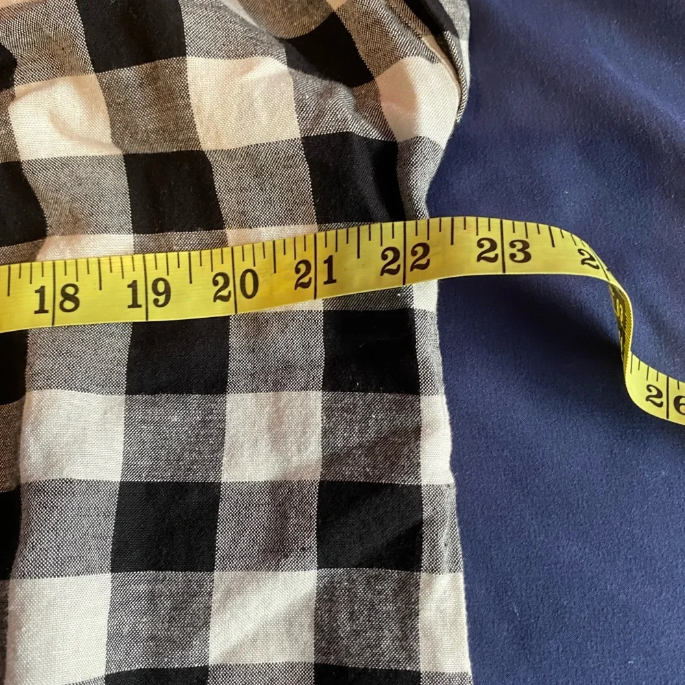 Loft black and white gingham half button blouse. Gently used - Picture 6 of 6